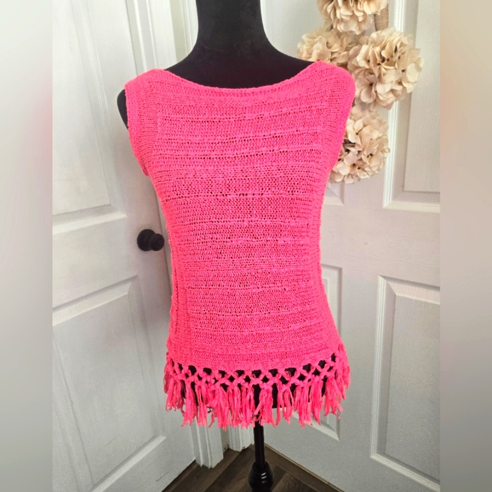 Lilly Pulitzer XS Chic Pink Knit Fringe Sweater